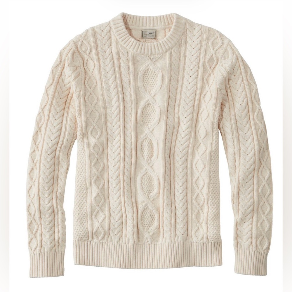L.L. Bean 100% organic cotton crewneck heritage soft cotton fisherman sweater!